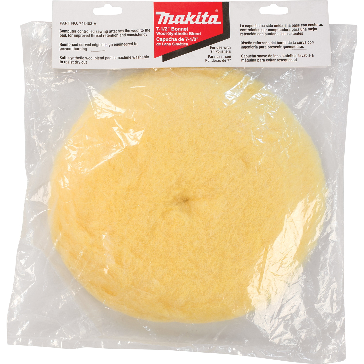 Makita 743403-A Wool Bonnet, 7 in Dia, Wool - 3