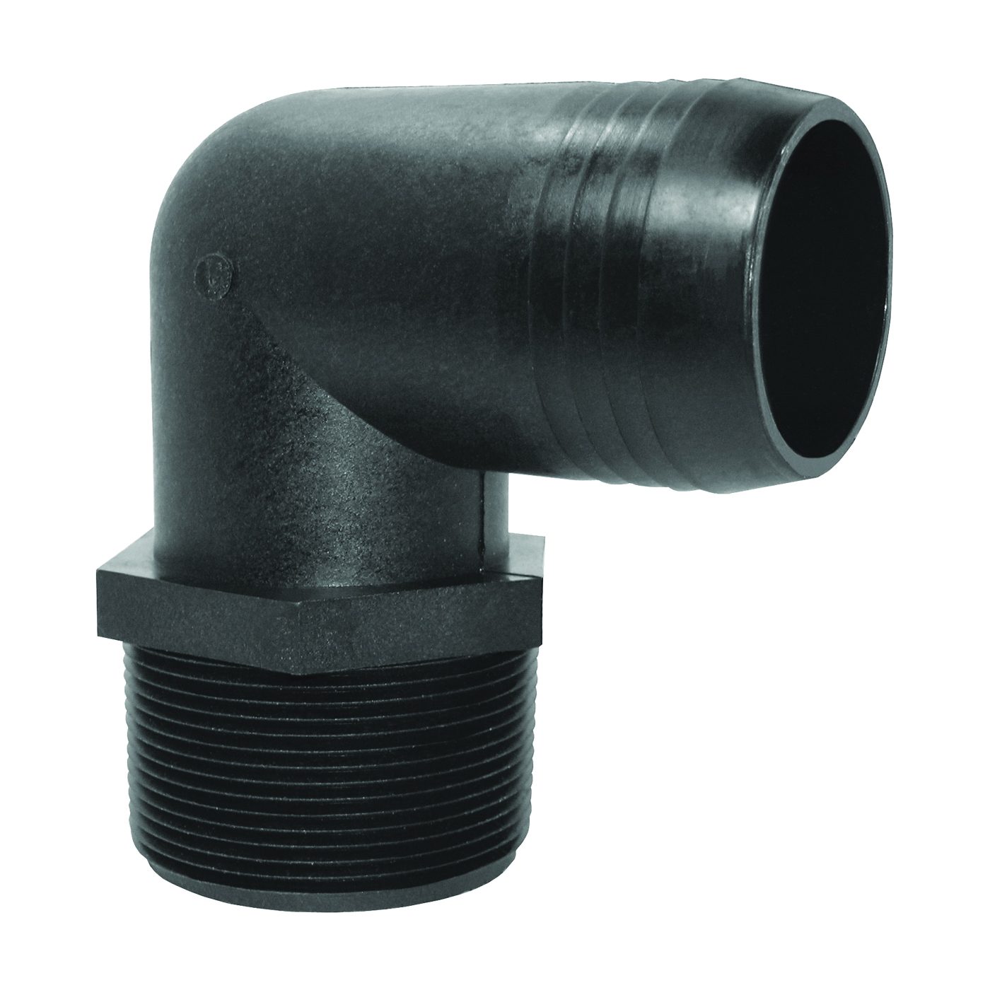Green Leaf EL1412P Hose to Pipe Elbow, 1/4 x 1/2 in, Hose Barb x Male NPT, Polypropylene, Black