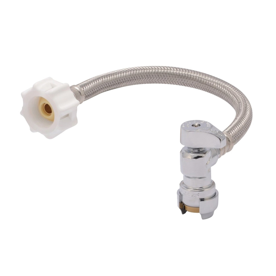 24656Z Braided Toilet Connector, Flexible, 1/2 in Inlet, 7/8 in Outlet, Stainless Steel Tubing