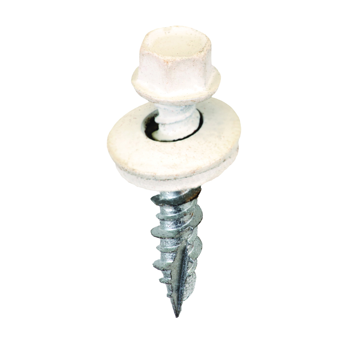 SW-MW1W250 Screw, #9 Thread, High-Low, Twin Lead Thread, Hex Drive, Self-Tapping, White, 250/BAG