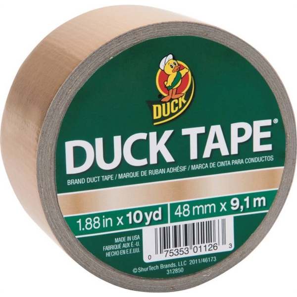 280748 Duct Tape, 10 yd L, 1.88 in W, Vinyl Backing, Gold
