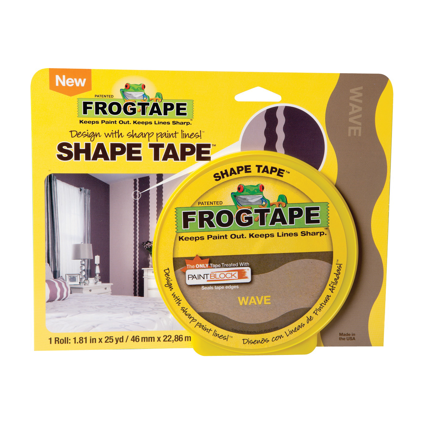 FrogTape 282547 Masking Tape, Wave, 25 yd L, 1.81 in W