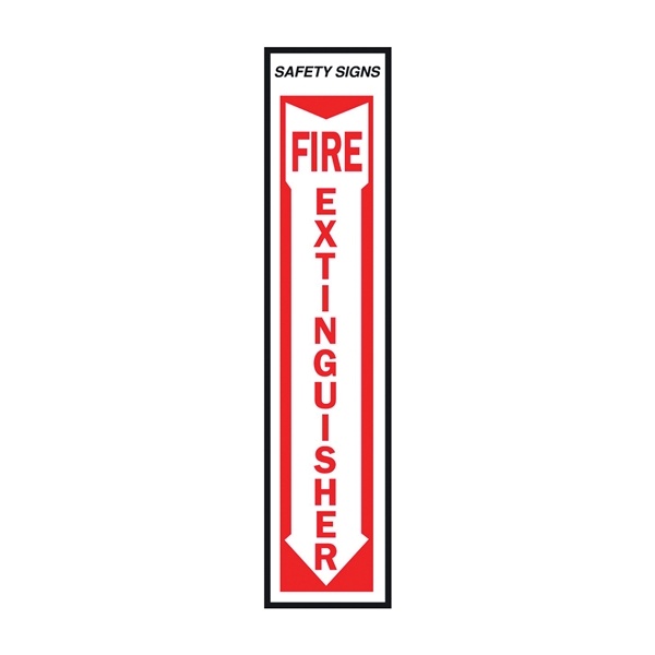 HY-KO FE-1 Safety Sign, Fire Extinguisher, Red Legend, Vinyl, 4 in W x 18 in H Dimensions - 1