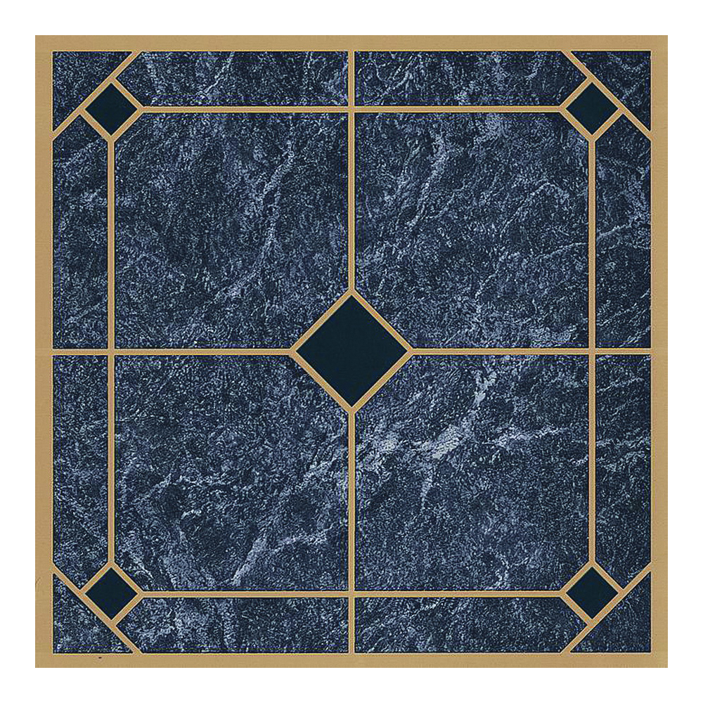 CL2002 Vinyl Self-Adhesive Floor Tile, 12 in L Tile, 12 in W Tile, Square Edge, Blue/Gold