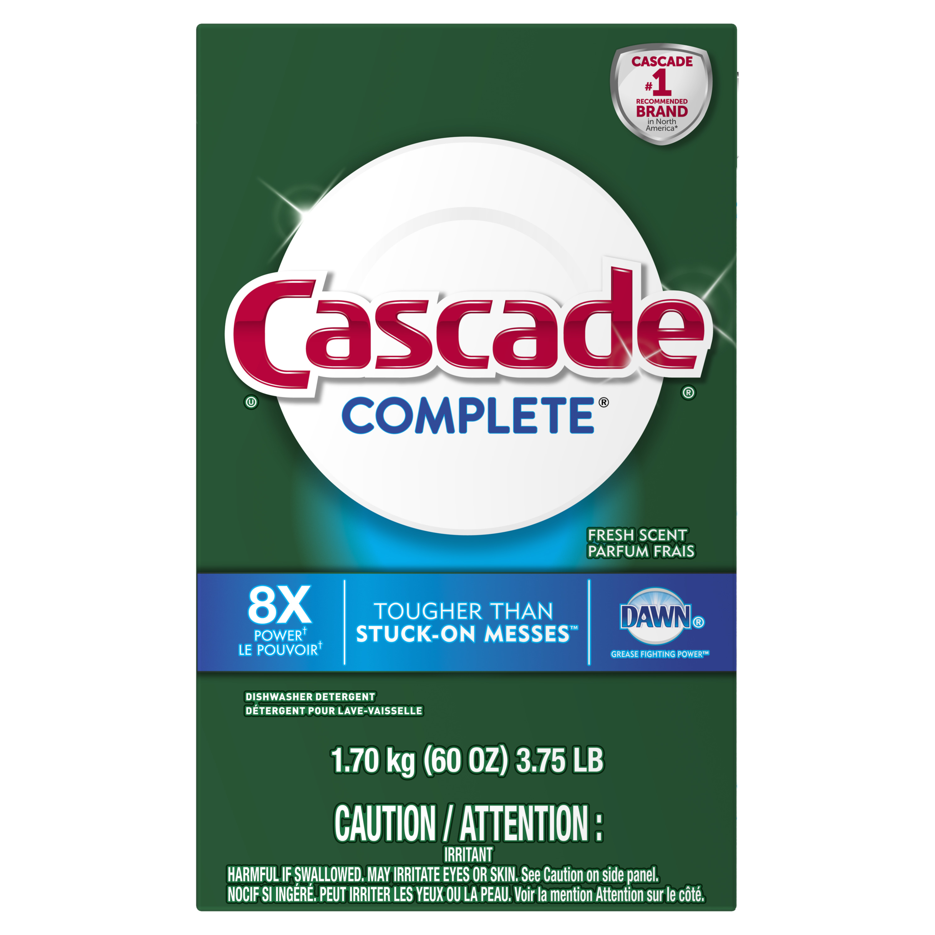 Cascade Complete 95788 Dishwashing Detergent, 60 oz, Powder, Fresh, White - 1