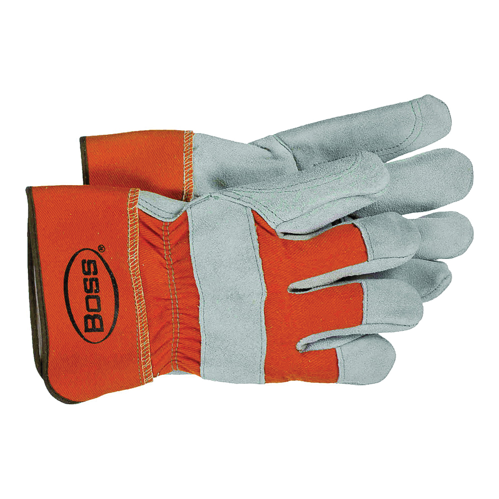 2393 Driver Gloves, Men's, L, Wing Thumb, Rubberized Safety Cuff, Gray/Orange