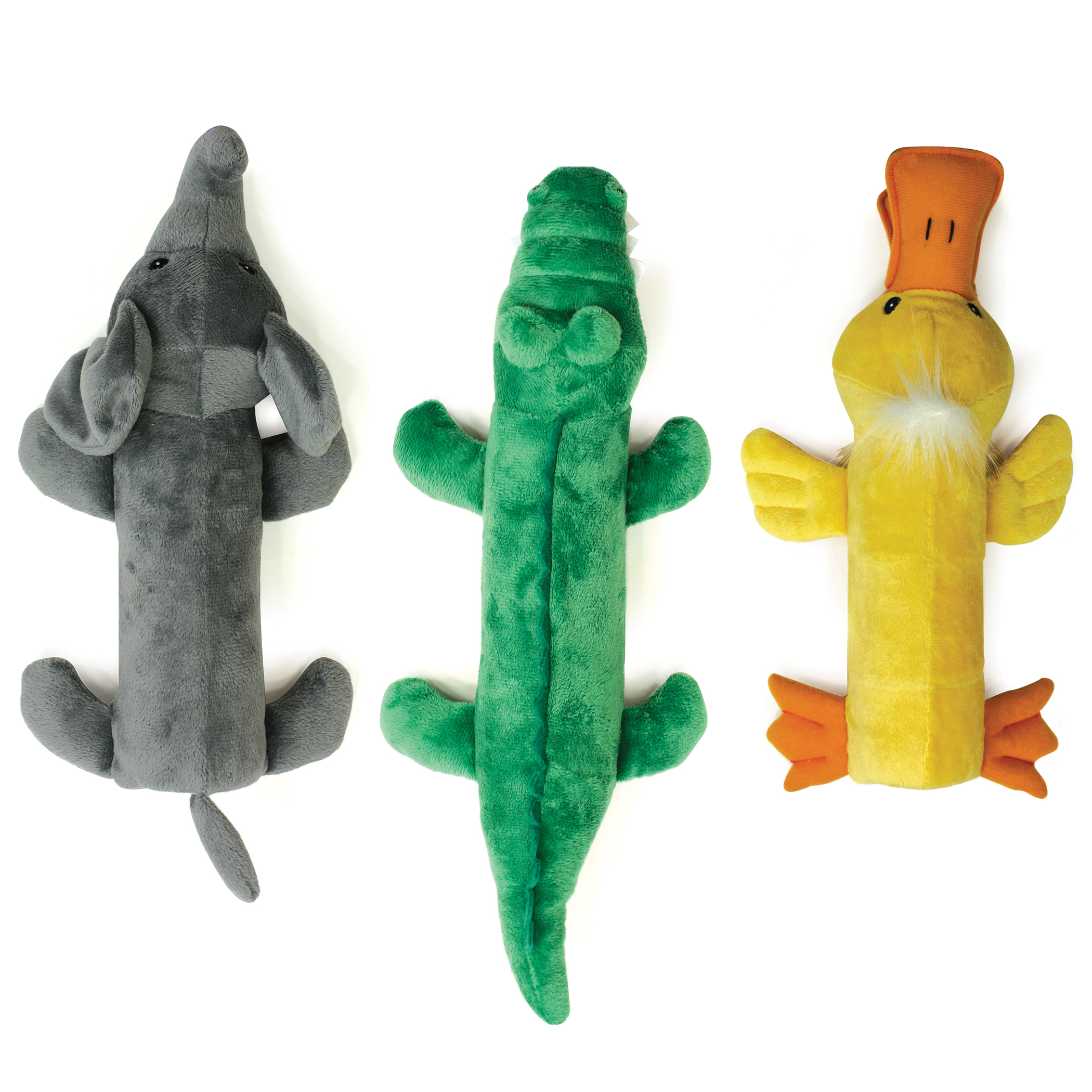 Spot 4339 Dog Toy, Plush Toy, Alligator, Duck, Elephant