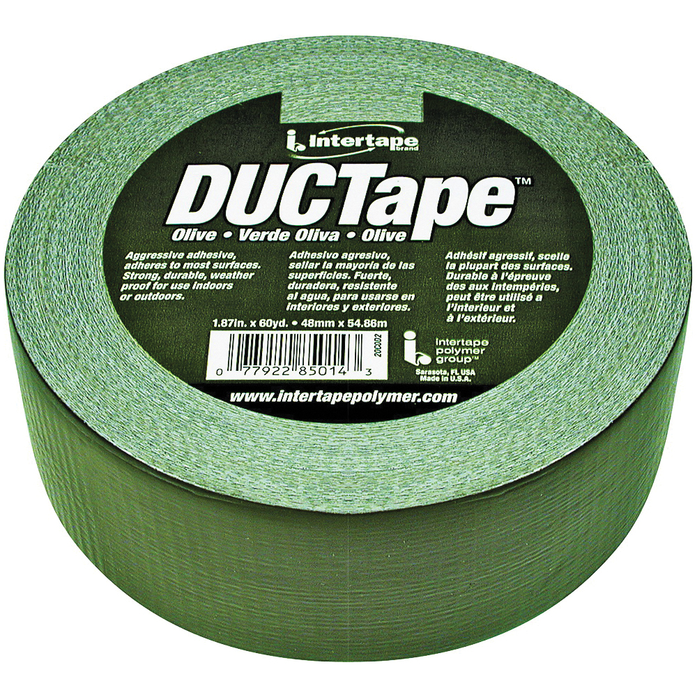 20C-OD2 Duct Tape, 60 yd L, 1.88 in W, Polyethylene-Coated Cloth Backing, Olive Drab