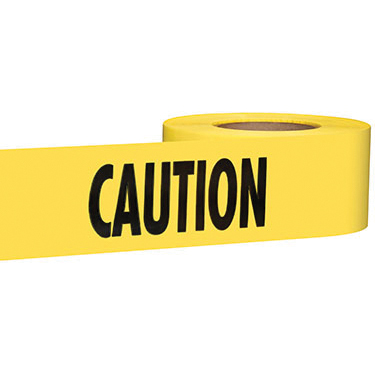 71-1001 Barricade Tape, 1000 ft L, 3 in W, Plastic Backing, Yellow