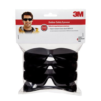 3M 90835-00000B Safety Eyewear, Scratch-Resistant Lens, Polycarbonate Lens, Wraparound Frame, Plastic Frame, Gray Frame