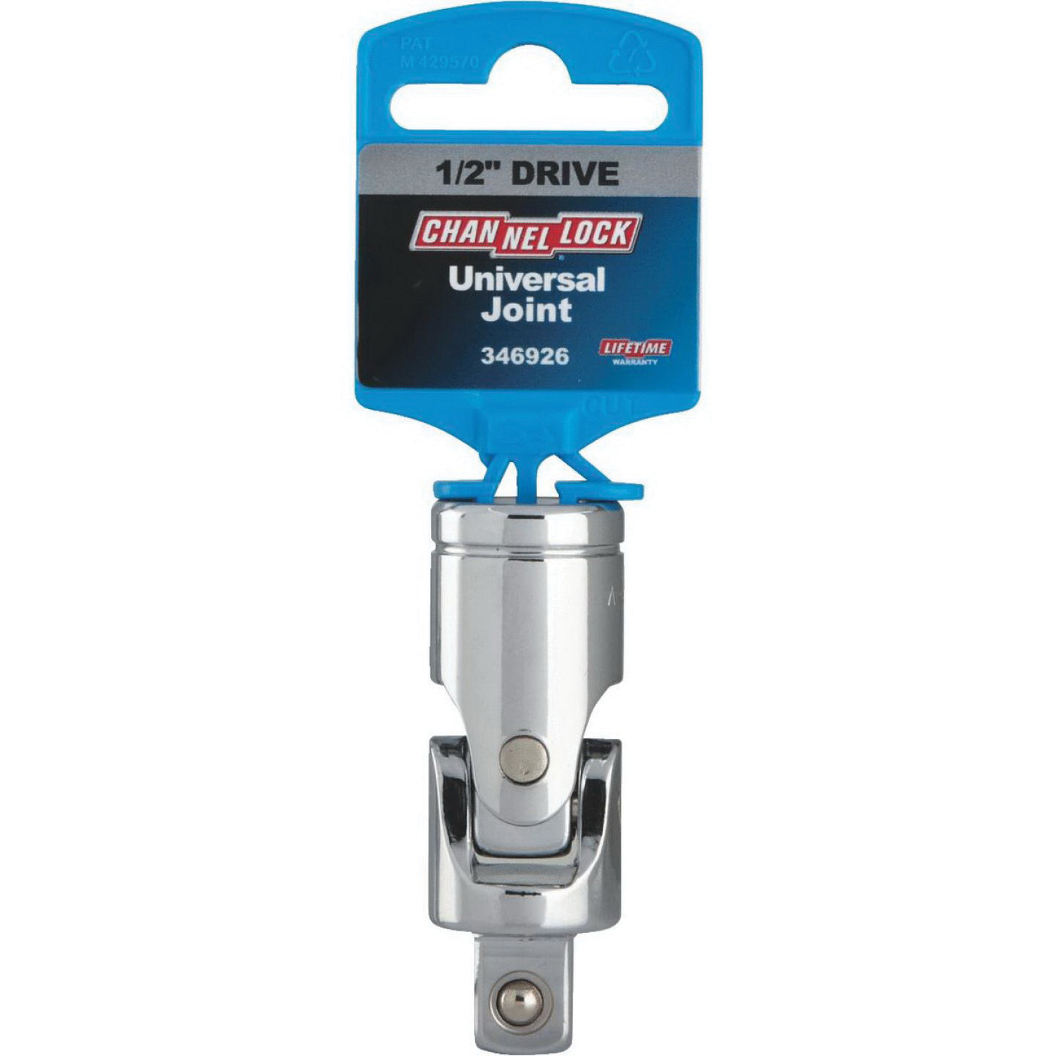 Channellock 346926 Universal Joint, 1/2 in Drive, Chrome