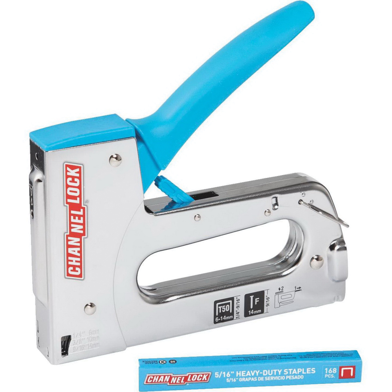 Channellock 381829 Staple Gun, Heavy-Duty Staple, 1/4 to 9/16 in W Crown