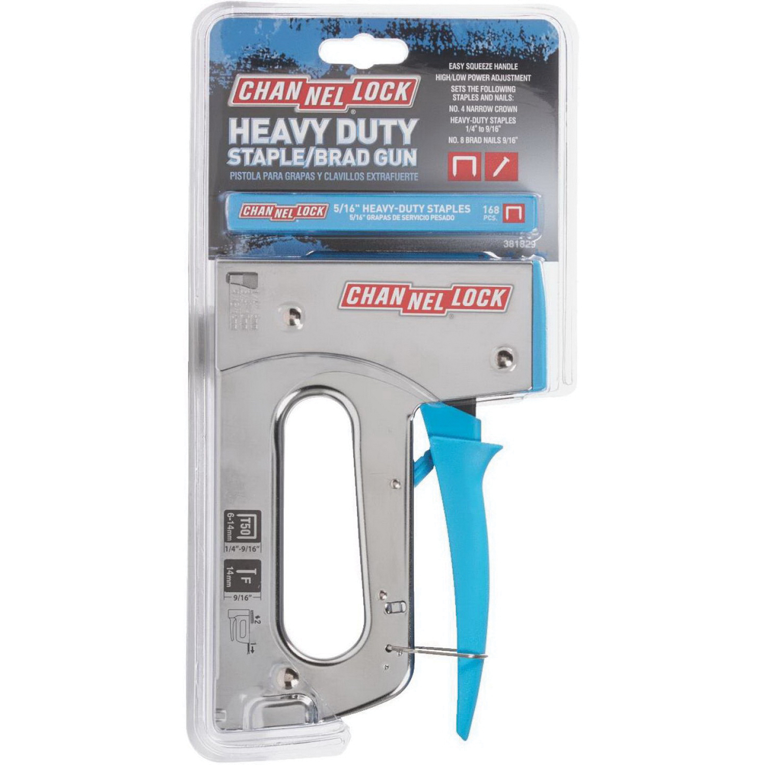 Channellock 381829 Staple Gun, Heavy-Duty Staple, 1/4 to 9/16 in W Crown