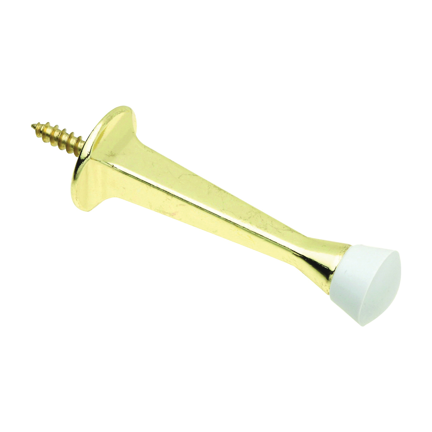 N830-136 Door Stop, 3-3/4 in L, 2-1/2 in W, 3 in Projection, Zinc, Polished Brass