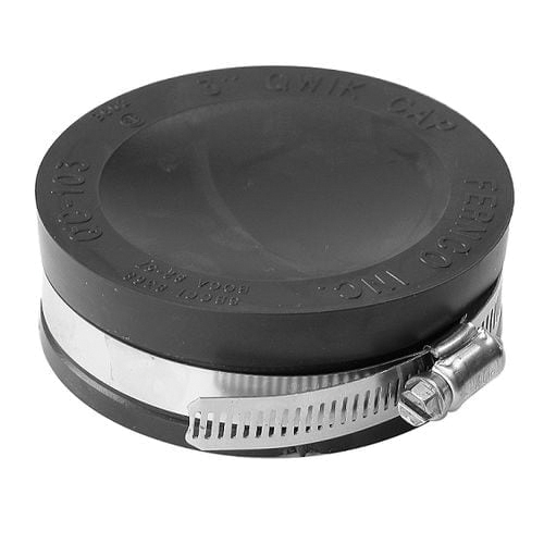 Fernco QC-106 Flexible Qwik Cap, 6 in, PVC, Black, 4.3 psi Pressure