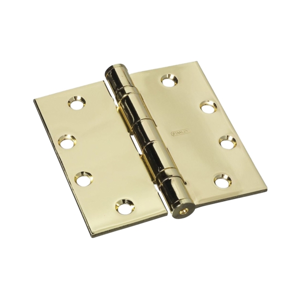 National Hardware S060-005 Ball Bearing Hinge, Steel, Brass, Non-Rising Pin, Full-Mortise Mounting, 50 lb
