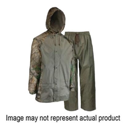 West Chester RE46200/2XL 2-Piece Rain Suit, 2XL, Polyester/Polyurethane, RealTree Camouflage, Adjustable Snap