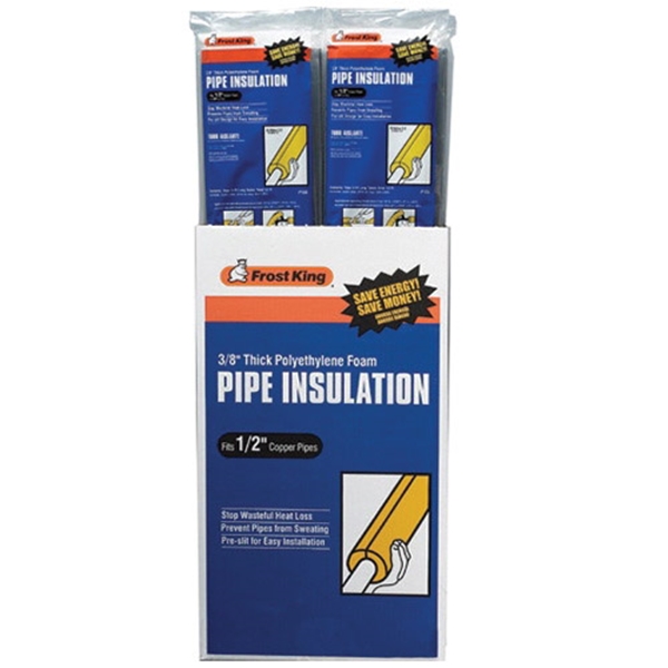 Frost King S11XB/6 Tubular Pipe Insulation, 7/8 in ID Dia, 6 ft L, Polyethylene, Brown, 1/2, 3/4 in Pipe
