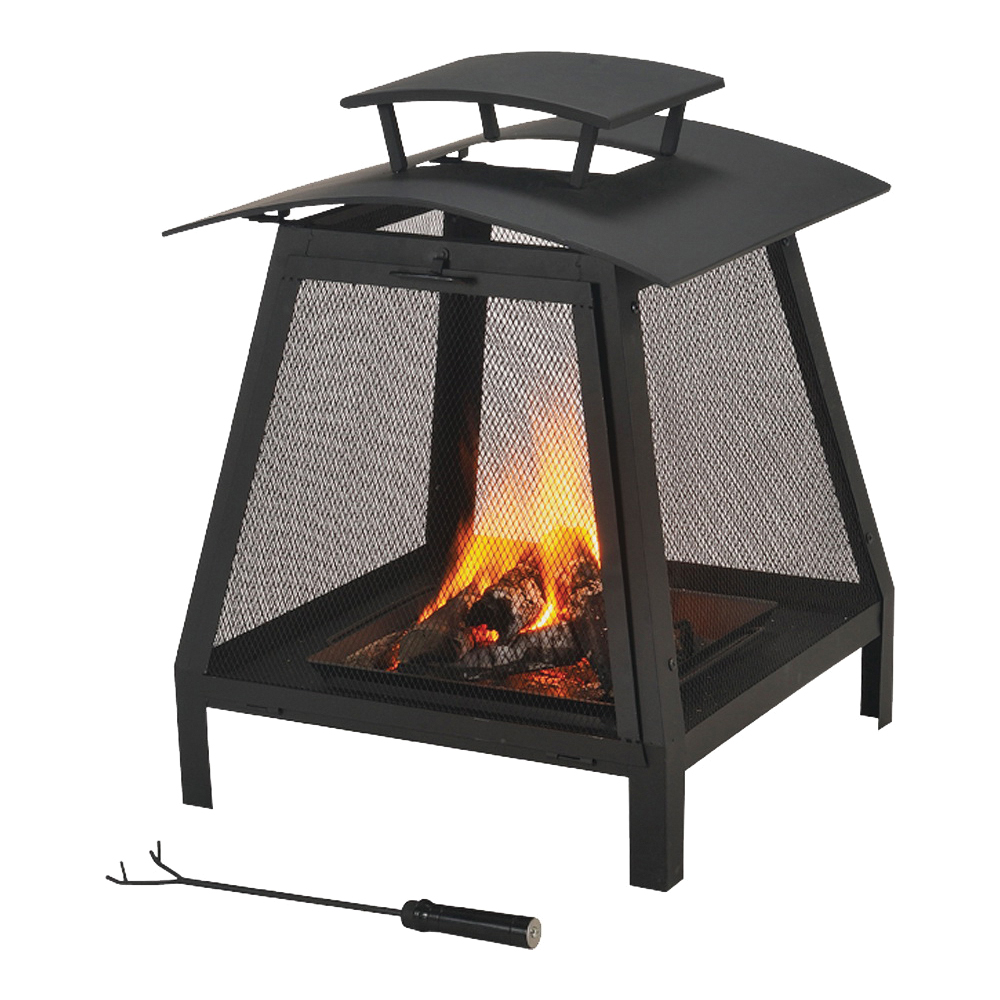 FP-102 Fire Pit, 21-3/4 in OAW, 21-1/4 in OAD, 28-3/8 in OAH, Steel Exterior