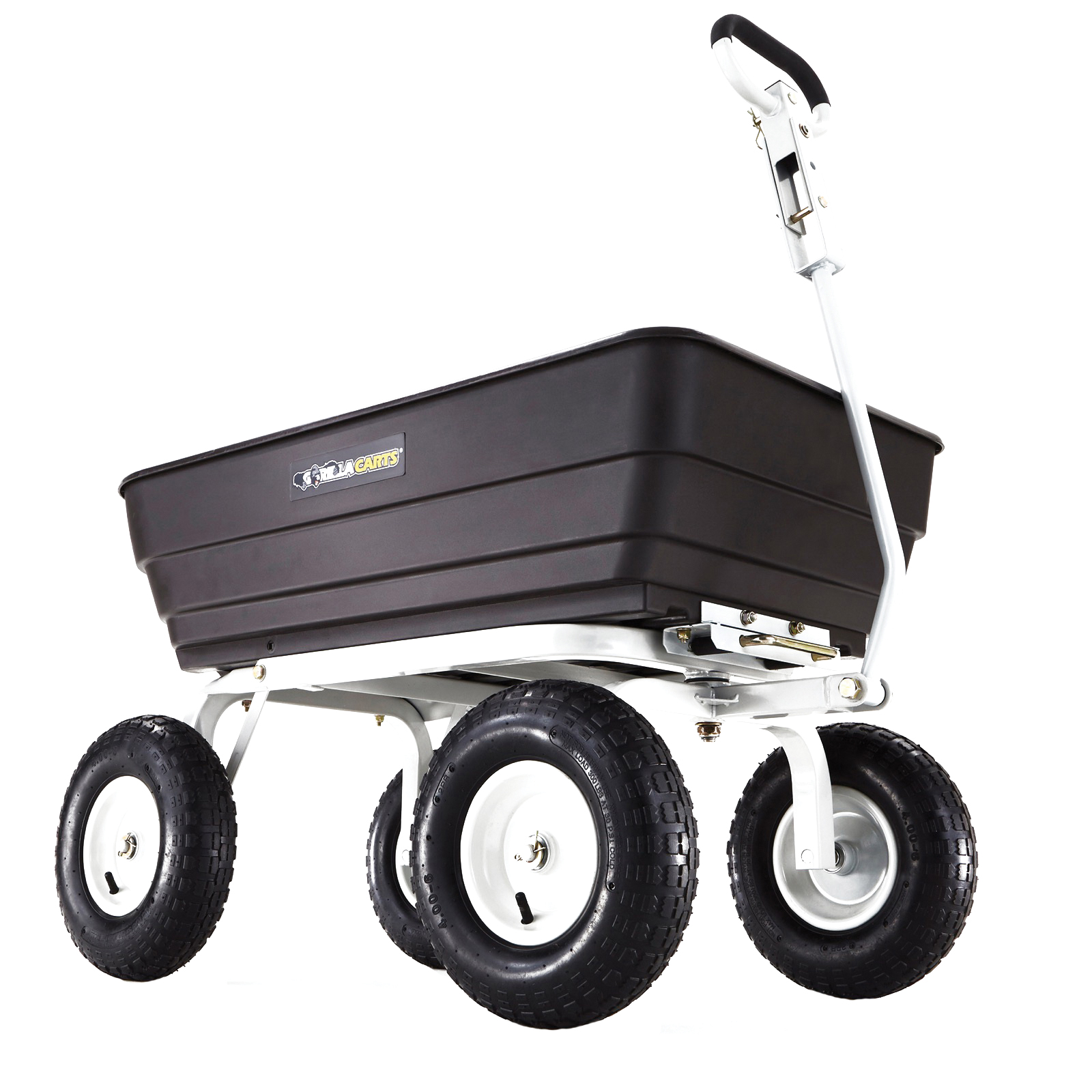 Gorilla Carts GOR62-COM Garden Dump Cart, 1000 lb, 6 cu-ft Deck, Poly Deck, Convertible Pull, Tow Handle