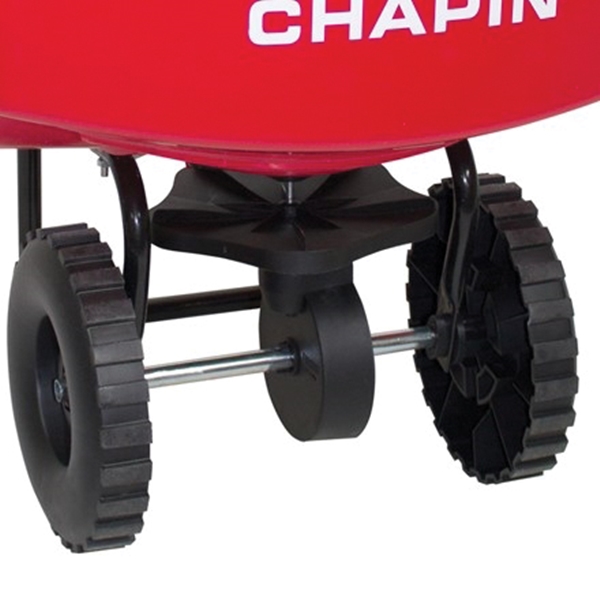 Chapin 8000A Lawn Spreader, 65 lb, Steel Frame, Poly Hopper, Deep Lug Wheel