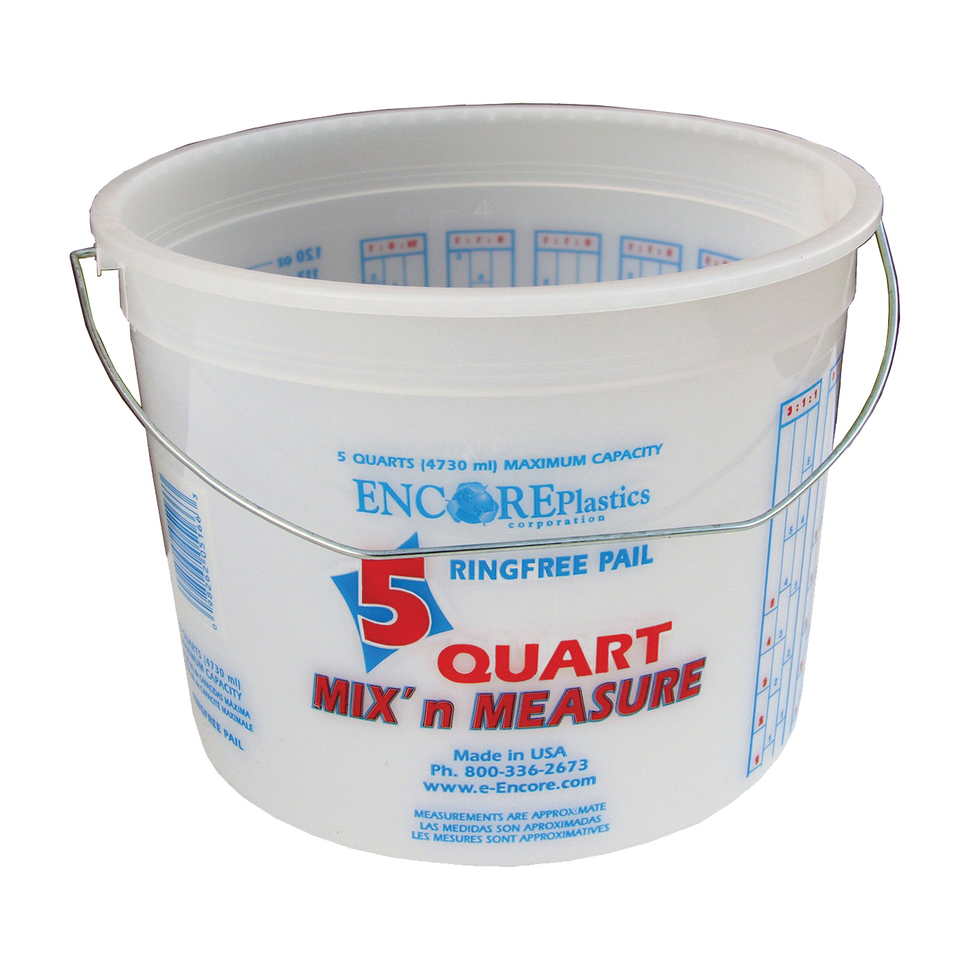ENCORE Plastics 05166 Paint Container, 5 qt Capacity, Plastic - 1