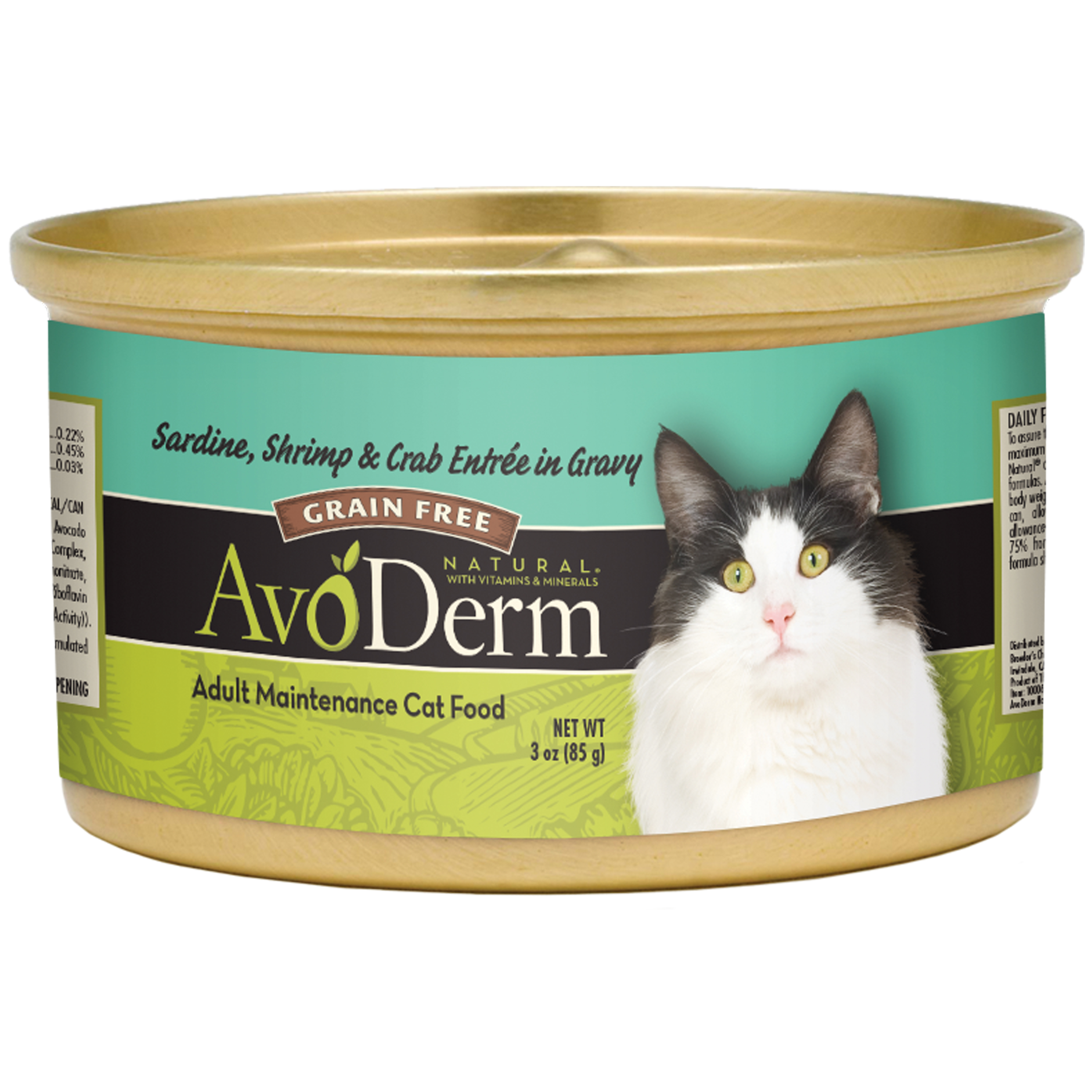 AvoDerm 100064814 Cat Food, Sardine, Shrimp, Crab Flavor, 3 oz can - 1