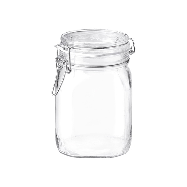 Fido 149220 Storage Jar, 33.75 oz Capacity, Glass/Metal, Silver Cap/Lid - 1