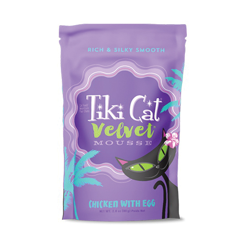 Tiki Pets Tiki Cat Velvet Mousse 4480118 Cat Food, Chicken with Egg Flavor, 2.8 oz Pouch - 1