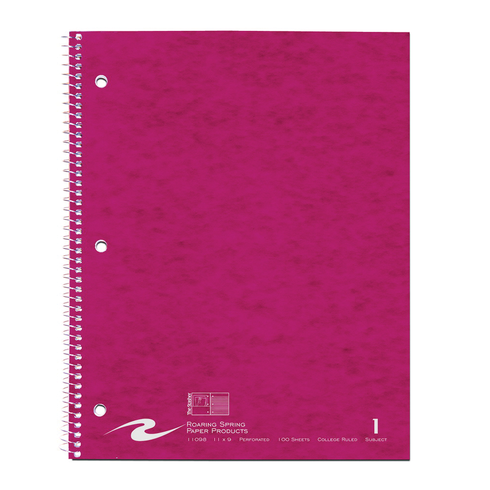 College Ruled Five Subject Spiral Notebook, 3 Hole Punched, Perforated -  Roaring Spring Paper Products