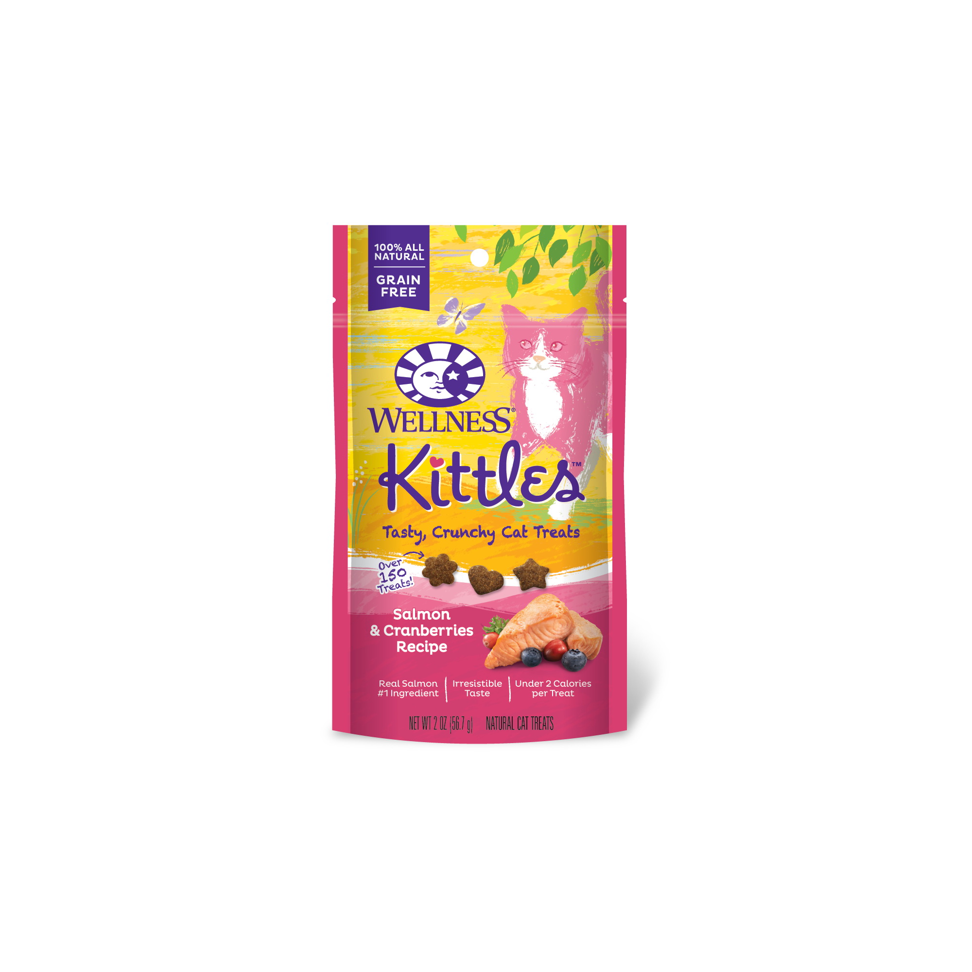 Wellness 90033 Kittles Cat Treat, Salmon, Cranberries Flavor, 2 oz Bag - 1
