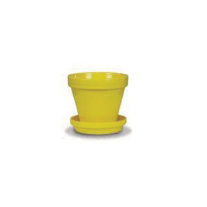 Ceramo PCS-4-Y Pot, 4-1/2 in Dia, 3-3/4 in H, Yellow, Powder-Coated