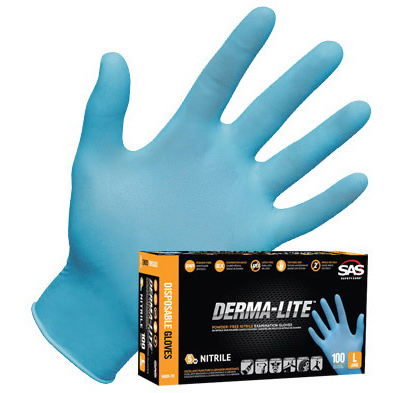 SAS Safety Corp Derma-Lite 6606 Disposable Gloves, S, Nitrile, Powdered - 4