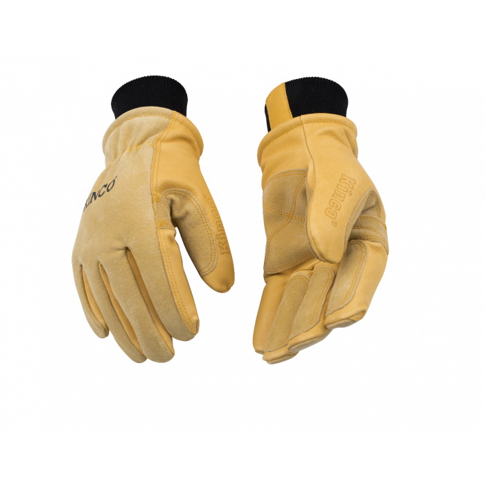 Heatkeep 901-S Ski Gloves, S, 13 in L, Flexible Wing Thumb, Knit Wrist Cuff, Pigskin, Gold - 1
