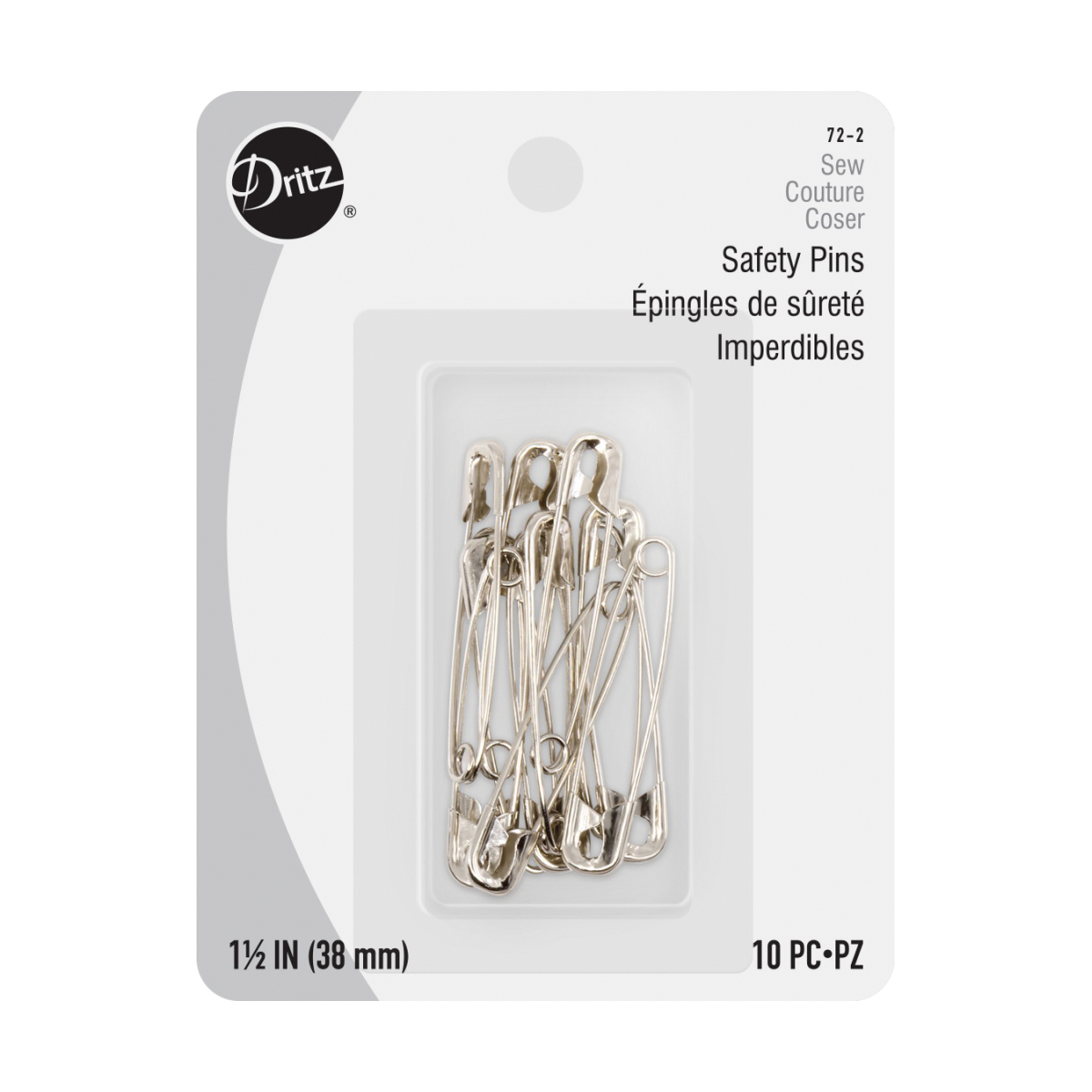 Dritz 72-2 Safety Pin, 2, Steel, Nickel-Plated - 2