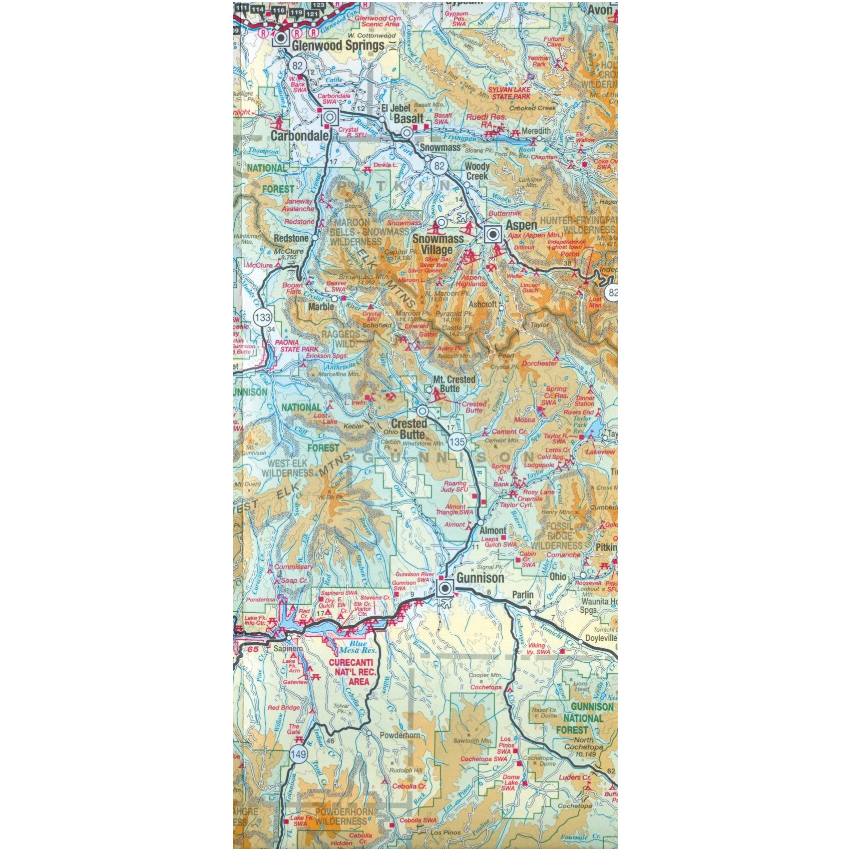 GTR Mapping 9781881262107 Topographic Recreational Map, 24 in L, 37 in W, Colorado - 2