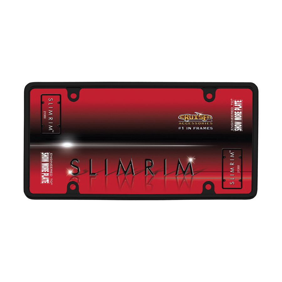 Cruiser Accessories Slim Rim 21350 License Plate Frame, 12.1 in L, 6.1 in W, Metal, Black - 1