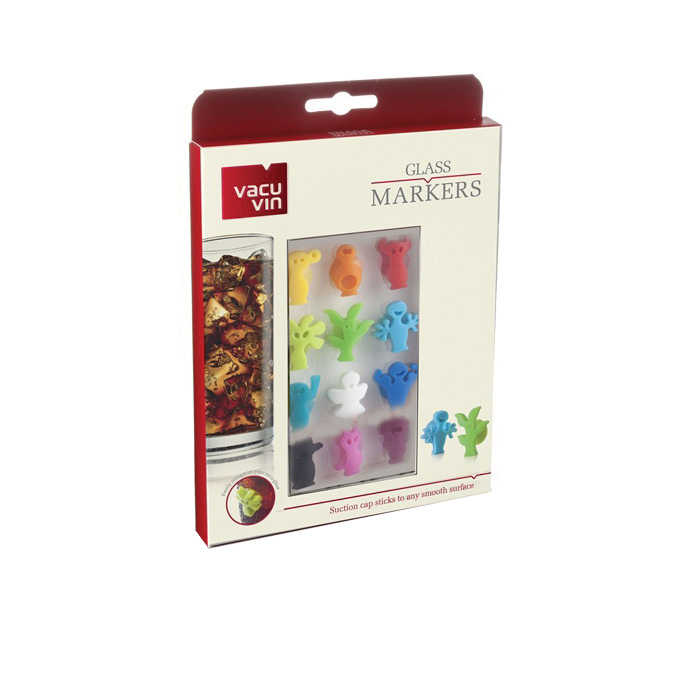 Vacu Vin 1886060 Glass Markers Party People, Silicon, Assorted - 1