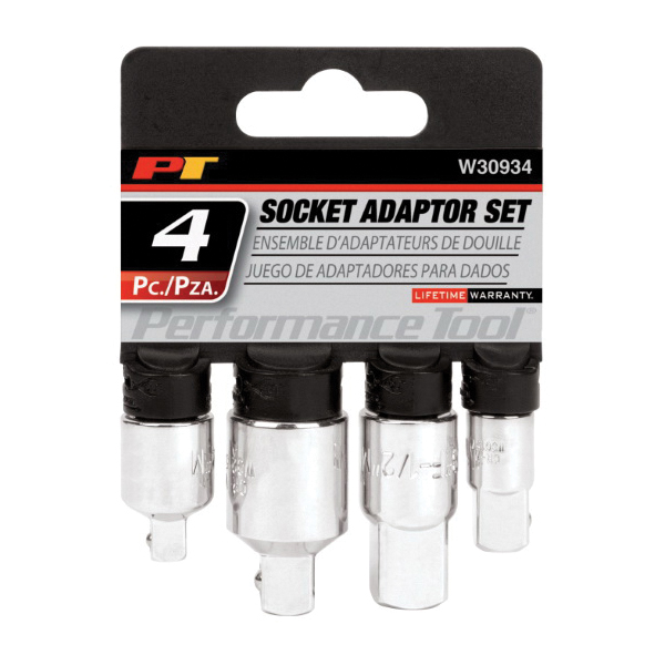 Performance Tool W30934 Socket Adapter Set, 1/4 in to 3/8 in, 3/8 in to 1/4 in, 3/8 in to 1/2 in, 1/2 in to 3/8 in Drive - 2