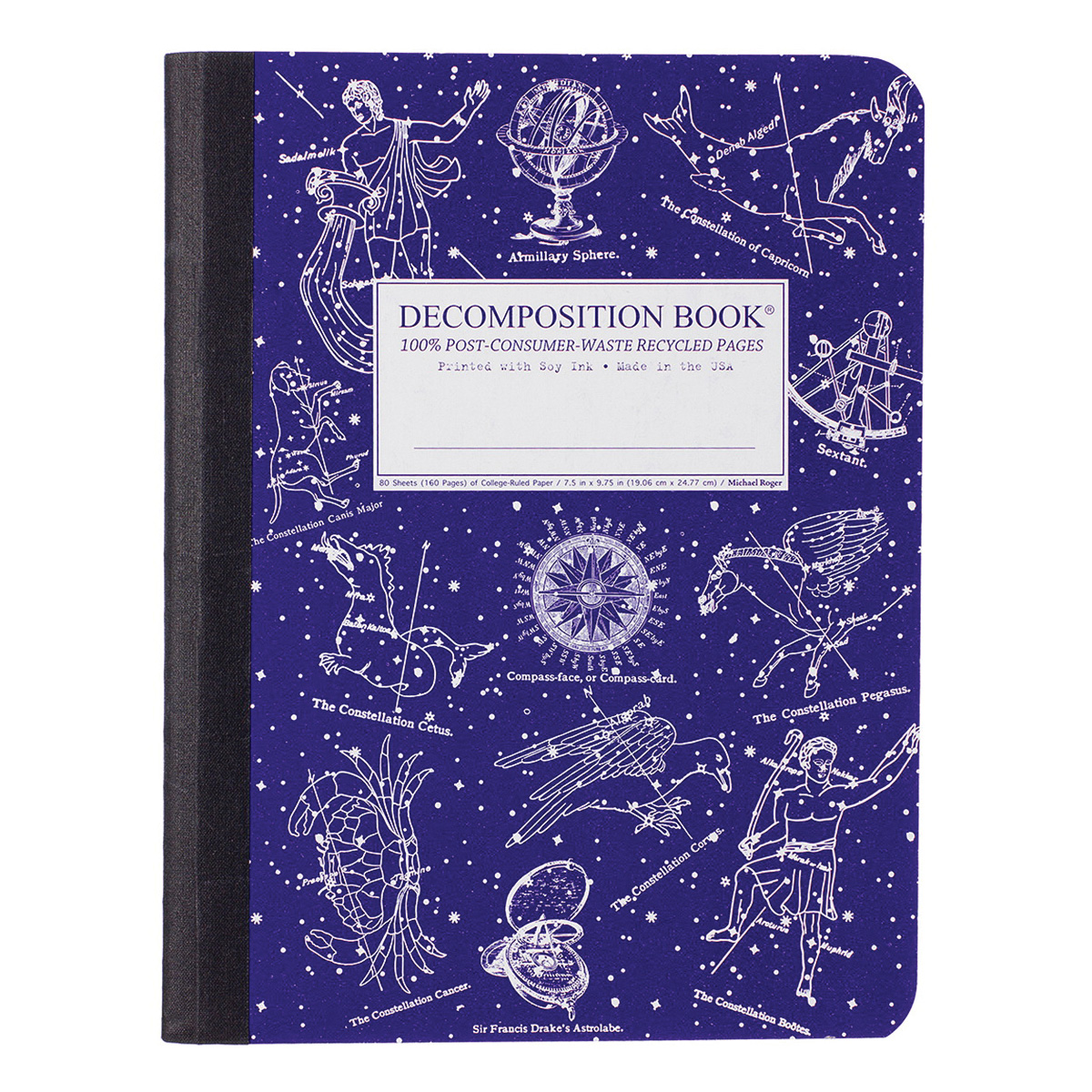 Decomposition 41366 Celestial Book, College Ruled, Lined Sheet, 9.75 x 7.5 x 0.4 in Sheet, 80-Sheet, Sewn Binding - 1
