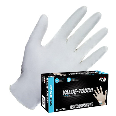 SAS Safety Corp Value-Touch 6592-20 Disposable Gloves, M, Latex, Powder-Free - 2