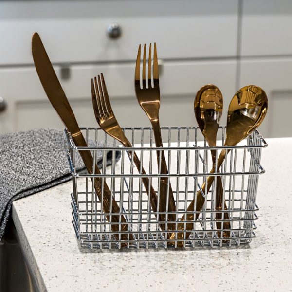 Better Houseware 1431 Cutlery Holder, 7-3/4 in W, 2-3/4 in D, Steel, White - 5