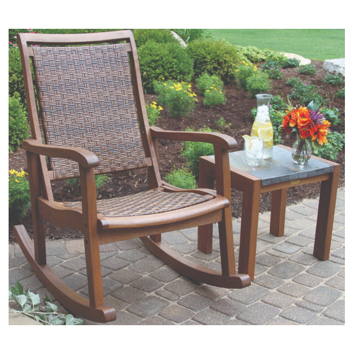 Outdoor Interiors 21095RC Rocking Chair, 24 in OAW, 38 in OAD, 40 in OAH, Eucalyptus/Resin, Brown Umber - 2
