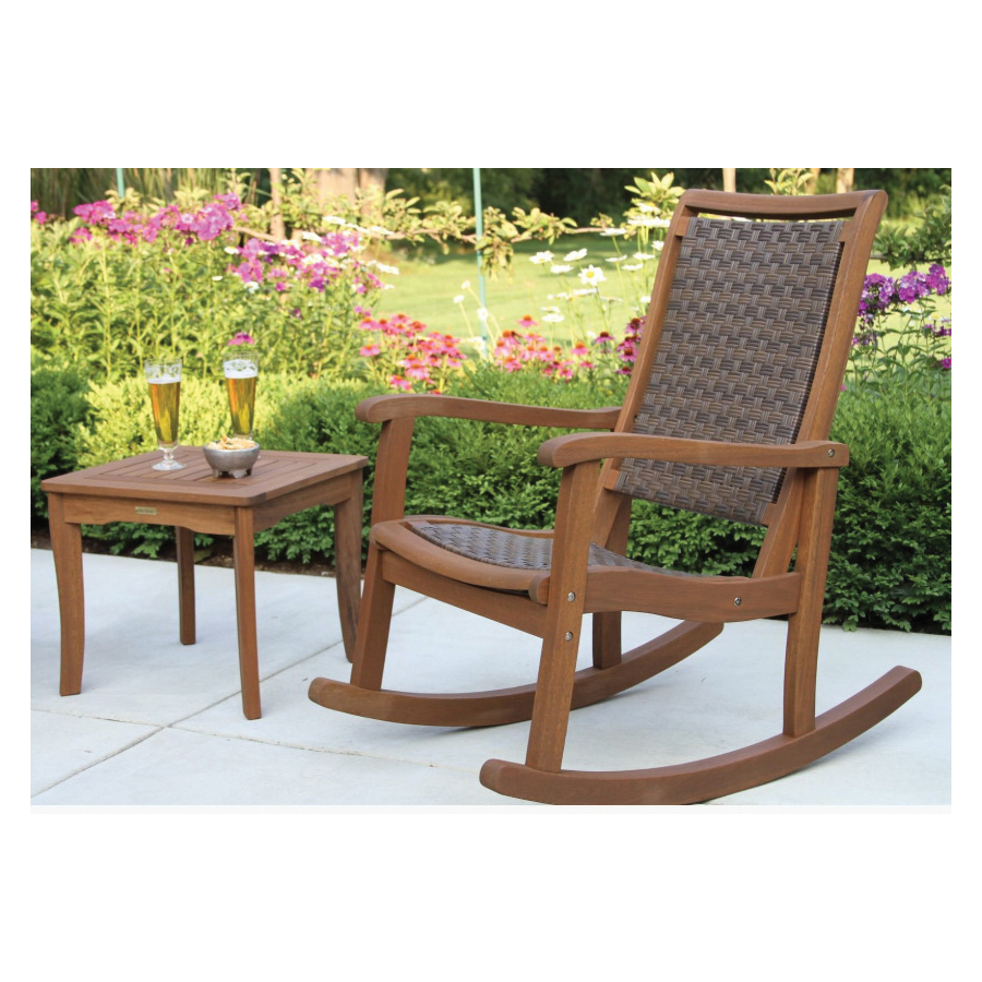Outdoor Interiors 21095RC Rocking Chair, 24 in OAW, 38 in OAD, 40 in OAH, Eucalyptus/Resin, Brown Umber - 3