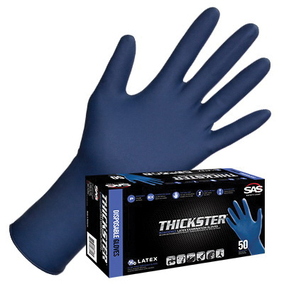 SAS Safety Corp Thickster 6602-20 Disposable Gloves, M, Latex, Powder-Free, Blue, 12 in L - 2