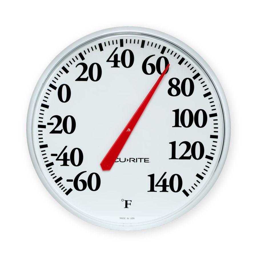AcuRite 01360A1 Thermometer, Analog, -60 to 140 deg F, White - 1