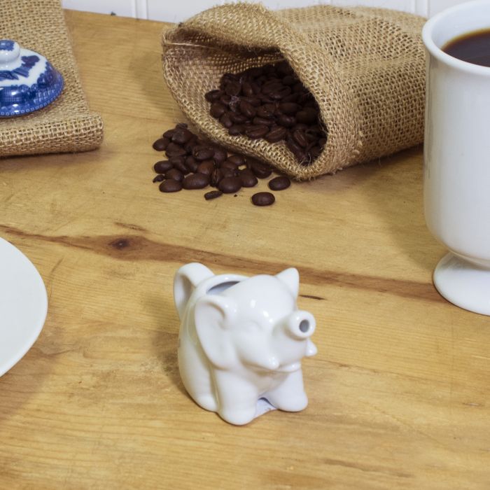 HIC NT-1096 Creamer Dispenser, 2 oz Capacity, Elephant, Porcelain, White