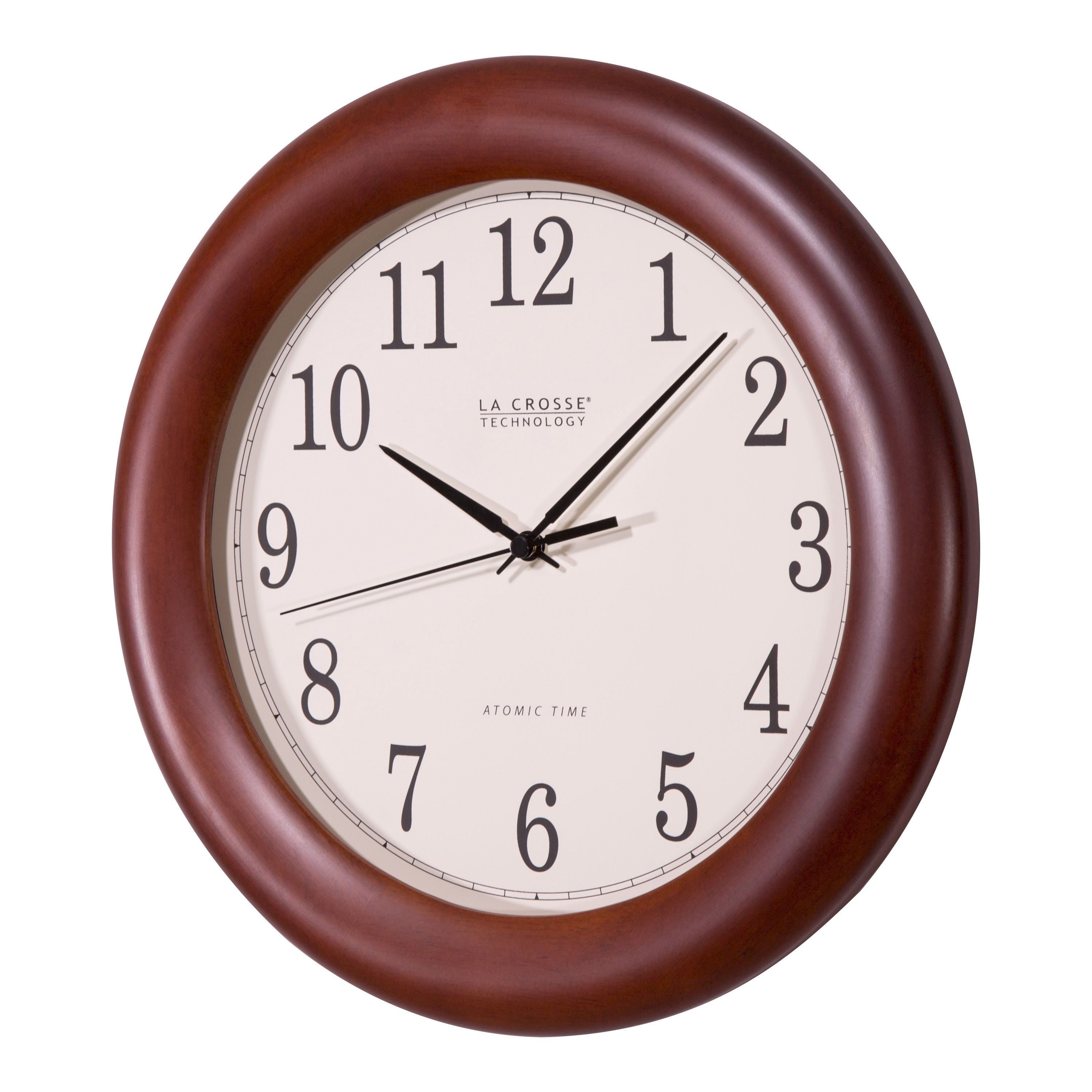 La Crosse WT-3122A-INT Atomic Clock, Round, Analog, Analog Display, Wood Frame, Cherry Frame - 2