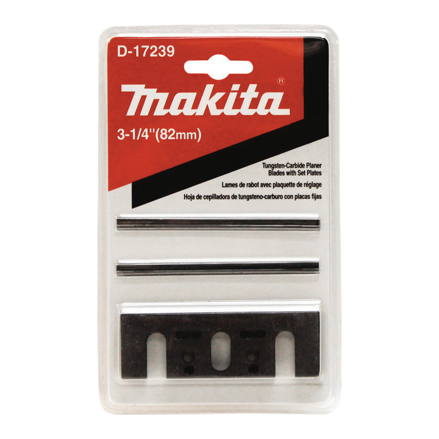 Makita D-17239 Planer Blade Set with Set Plate, 3-1/4 in W, Tungsten Carbide - 2
