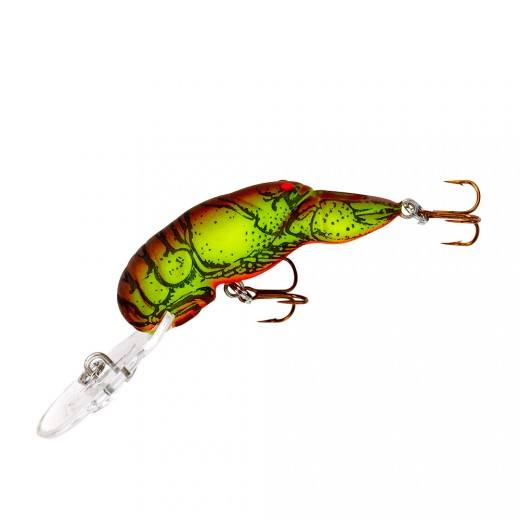 Rebel D77-67 Teeny Wee Crawfish Fishing Lure, Bass, Panfish, Trout, Brown Back/Chartreuse Lure - 1